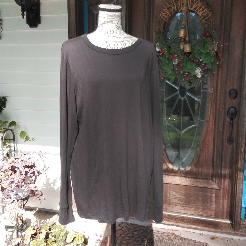 Women's NWT Mono b Black jersey long sleeve top with sexy strappy back Sz Large - Picture 1 of 6